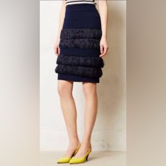 Eva Franco Dresses & Skirts - Eva Franco Navy Fringe Mini Skirt